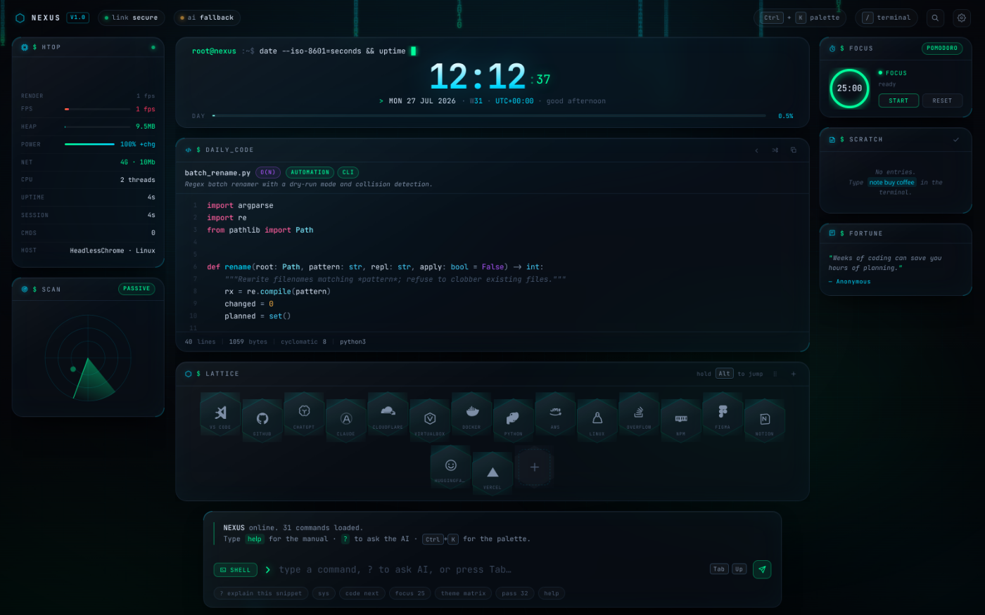 NEXUS New Tab Extension Preview